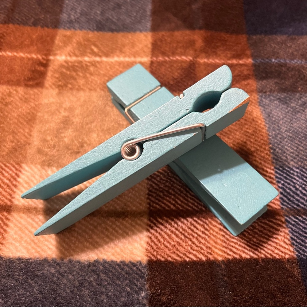 2 XL Aqua Wooden Clothespins